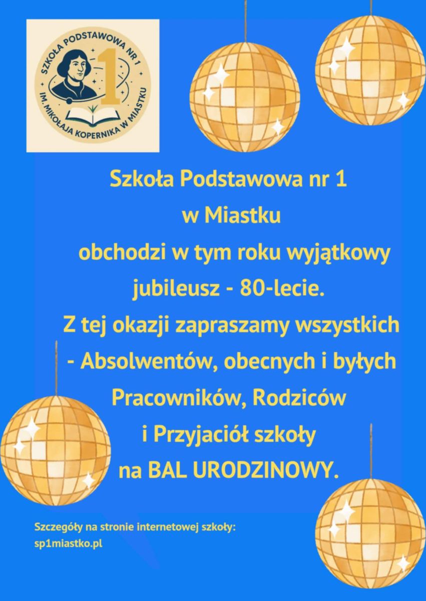 Zdjęcie: Szkoła Podstawowa nr 1 im. Mikołaja Kopernika w Miastku świętuje 80-lecie!