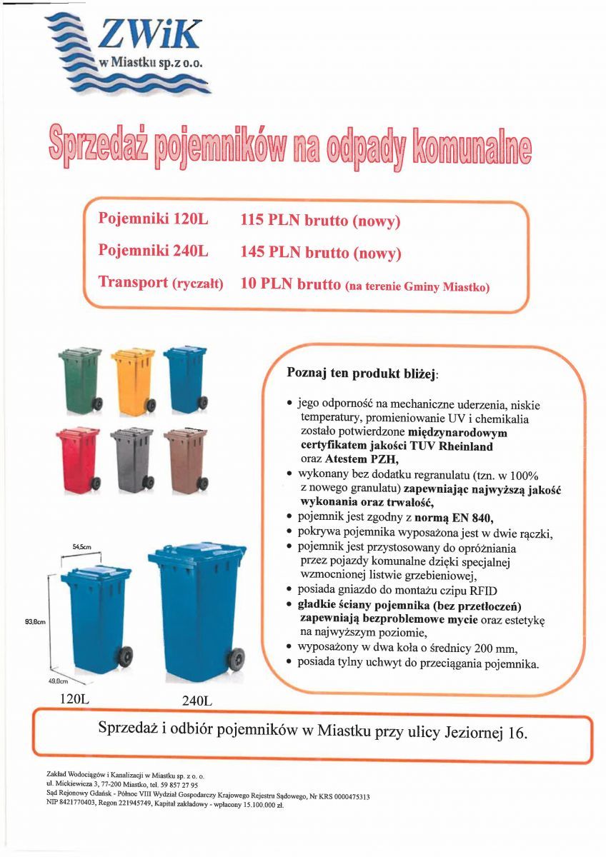 sprzedaż pojemników - plakat